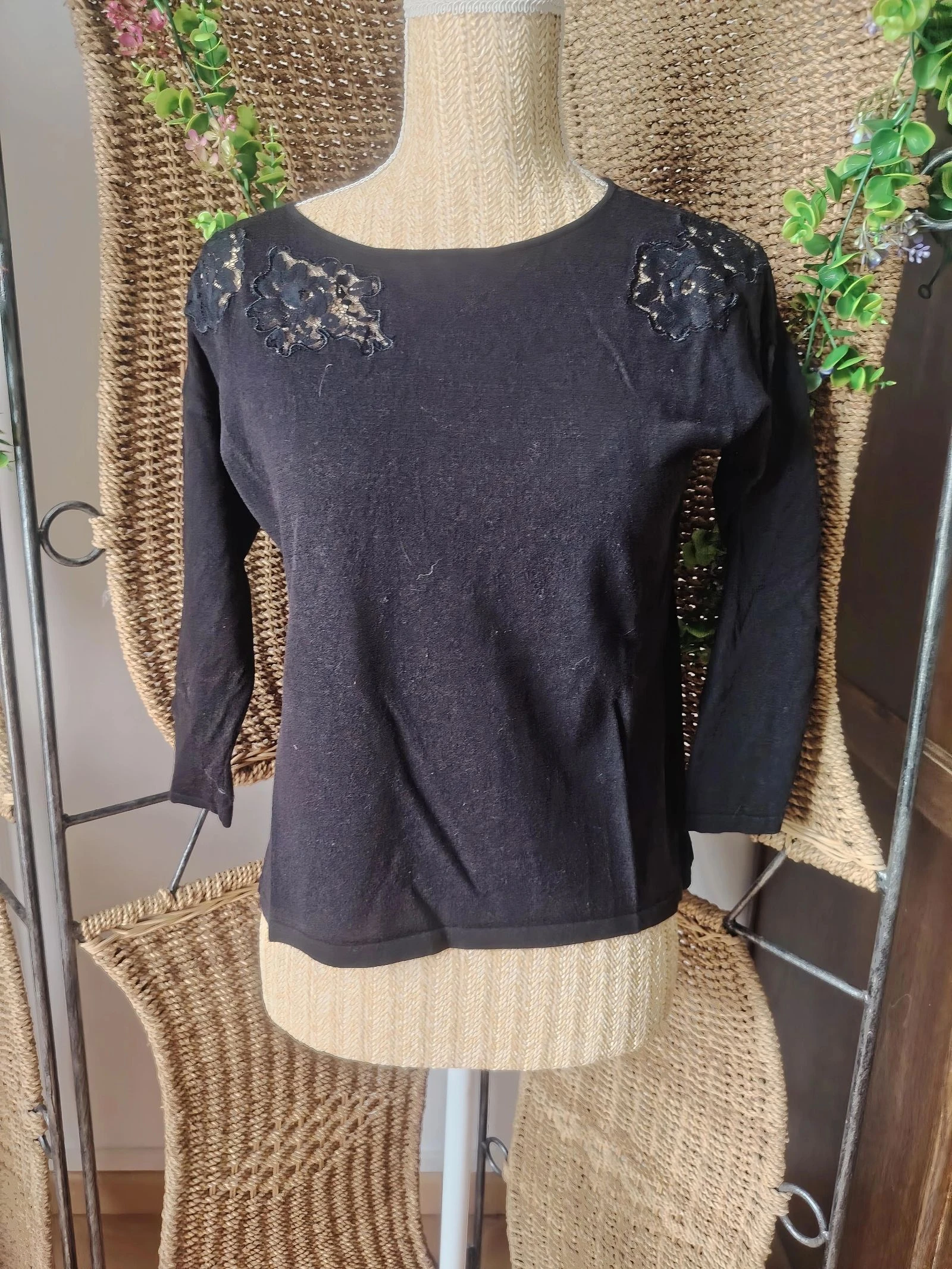 Pull dentelle noir femme 34 Kookai 